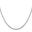 925 White Gold 2 mm Box Chain Necklace, Polished