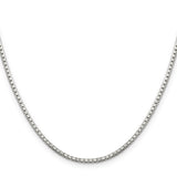 925 White Gold 2 mm Box Chain Necklace, Polished