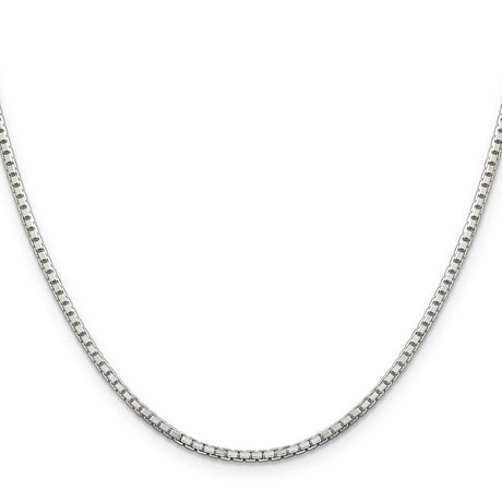 925 White Gold 2 mm Box Chain Necklace, Polished