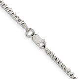 925 White Gold 2 mm Box Chain Necklace, Polished alternate angle