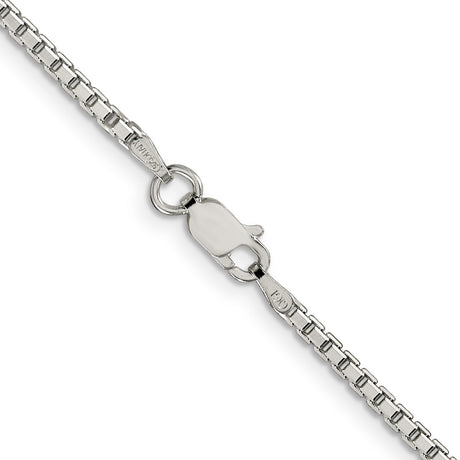 925 White Gold 2 mm Box Chain Necklace, Polished alternate angle
