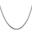 925 White Gold 2.5 mm Box Chain Necklace, Polished