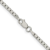 925 White Gold 2.5 mm Box Chain Necklace, Polished alternate angle