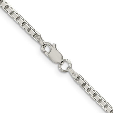 925 White Gold 2.5 mm Box Chain Necklace, Polished alternate angle