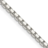 925 White Gold 2.5 mm Box Chain Necklace, Polished detail view