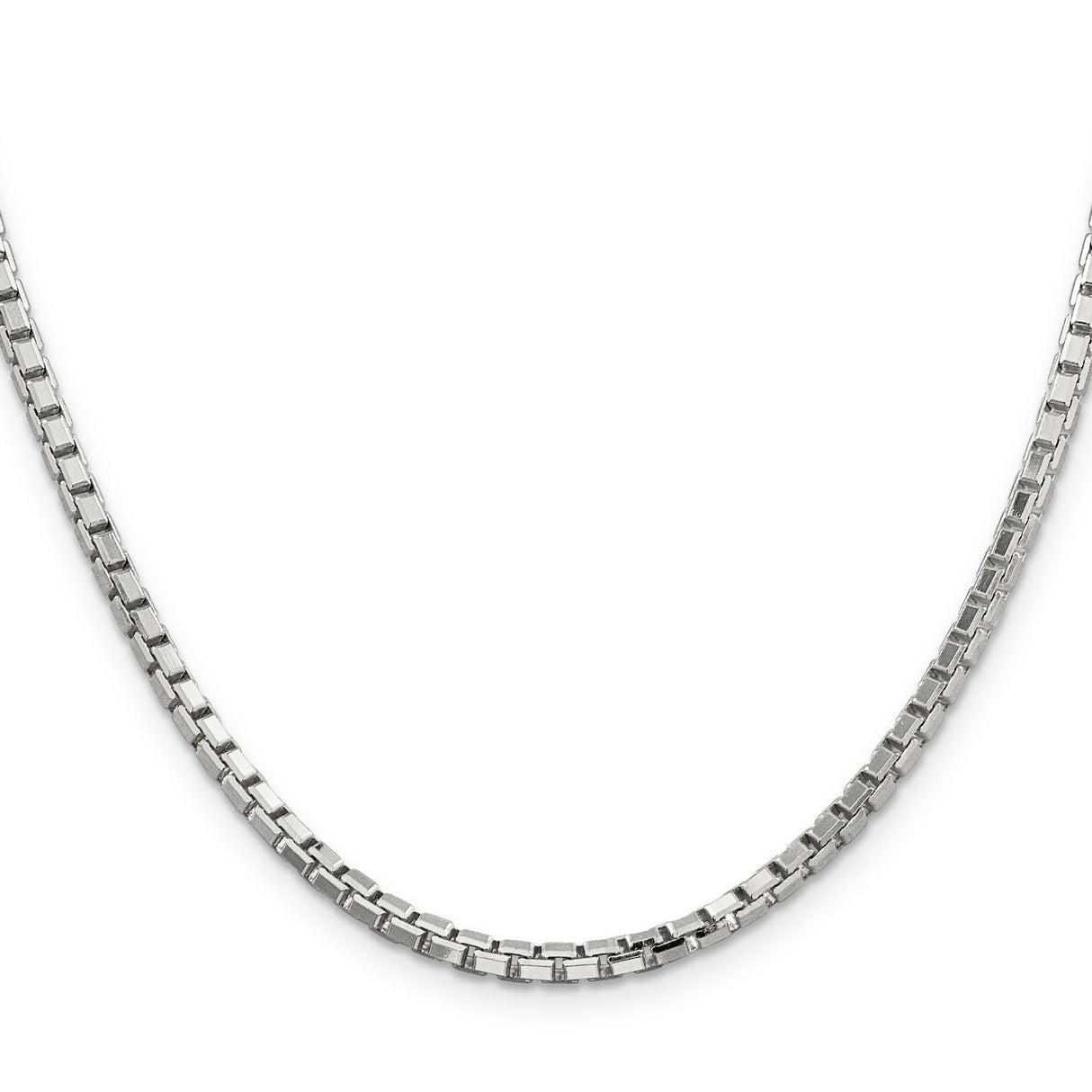 925 White Gold 2.9 mm Box Chain Necklace, Polished