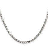925 White Gold 2.9 mm Box Chain Necklace, Polished