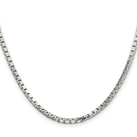 925 White Gold 2.9 mm Box Chain Necklace, Polished