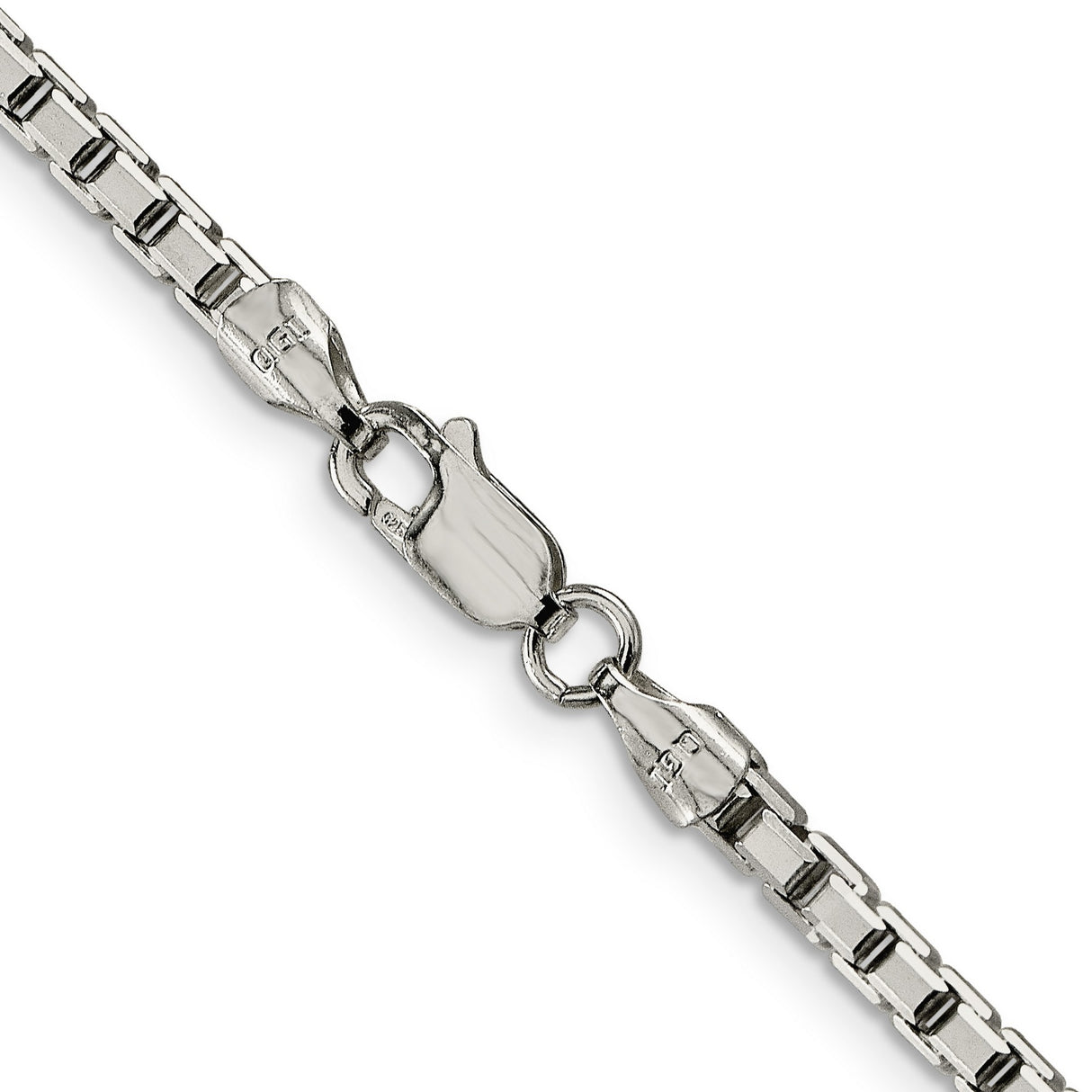925 White Gold 2.9 mm Box Chain Necklace, Polished alternate angle