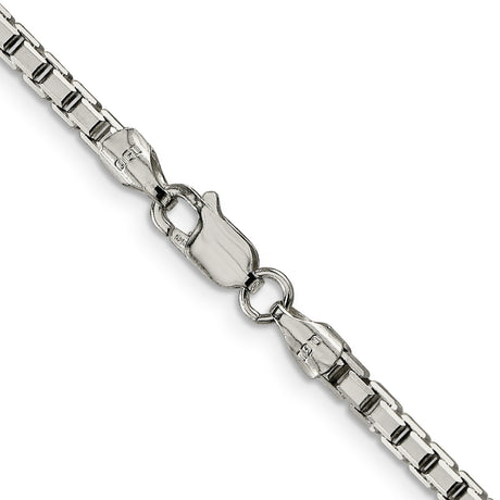 925 White Gold 2.9 mm Box Chain Necklace, Polished alternate angle