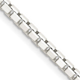 925 White Gold 2.9 mm Box Chain Necklace, Polished detail view