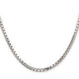925 White Gold 2.9 mm Box Chain Necklace, Polished