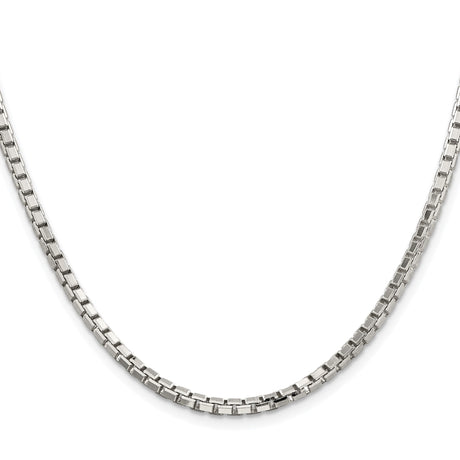 925 White Gold 2.9 mm Box Chain Necklace, Polished