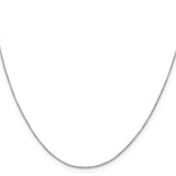925 White Gold 0.6 mm Box Chain Necklace, Polished
