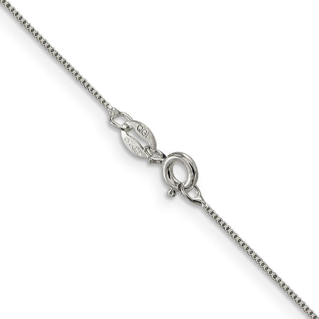925 White Gold 0.6 mm Box Chain Necklace, Polished alternate angle