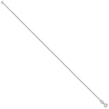 925 White Gold 0.6 mm Box Chain Anklet, Polished