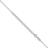 925 White Gold 0.6 mm Box Chain Necklace, Polished detail view