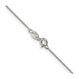 925 White Gold 0.6 mm Box Chain Necklace, Polished alternate angle