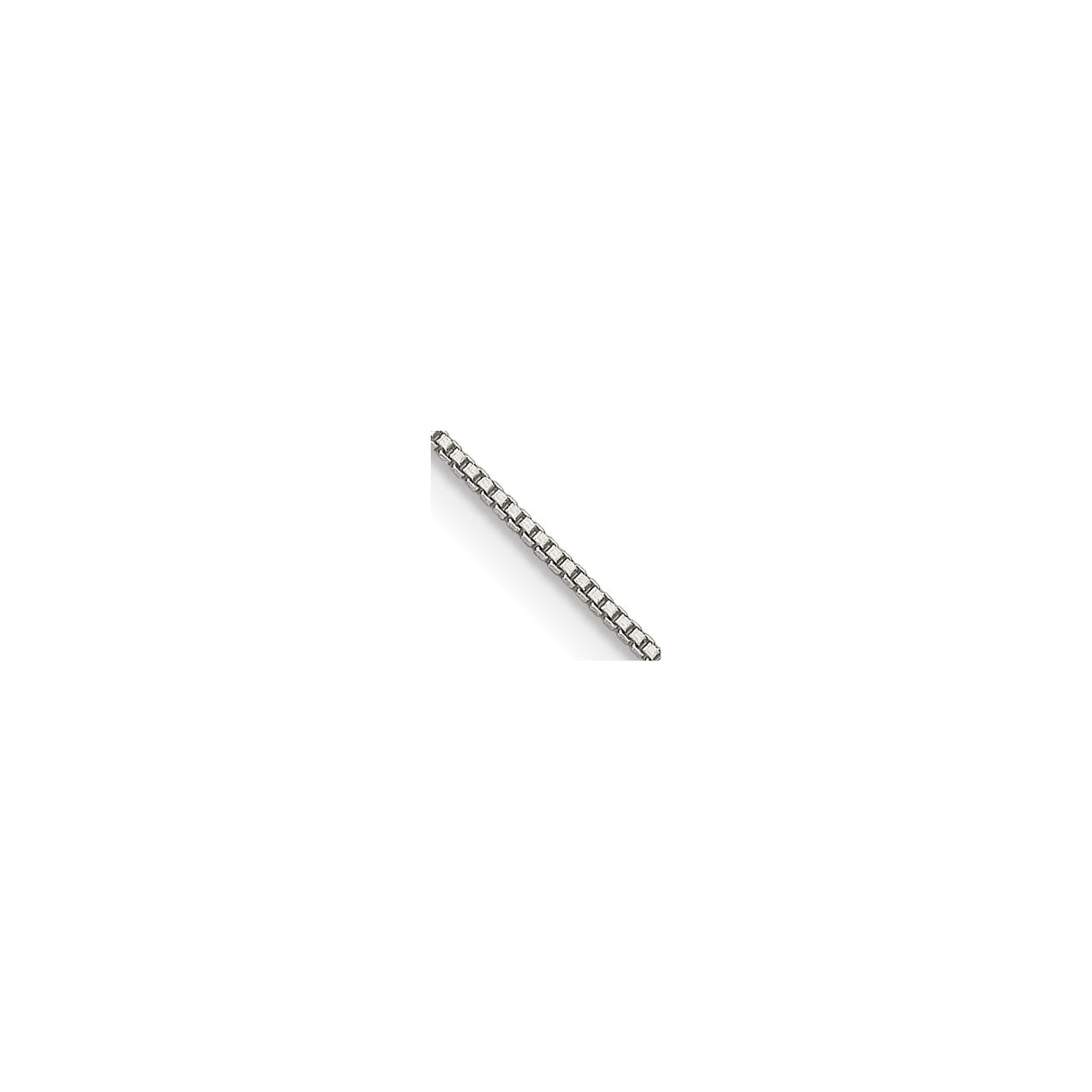925 White Gold 0.6 mm Box Chain Necklace, Polished detail view