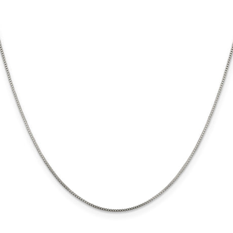 925 White Gold 0.8 mm Box Chain Necklace, Polished