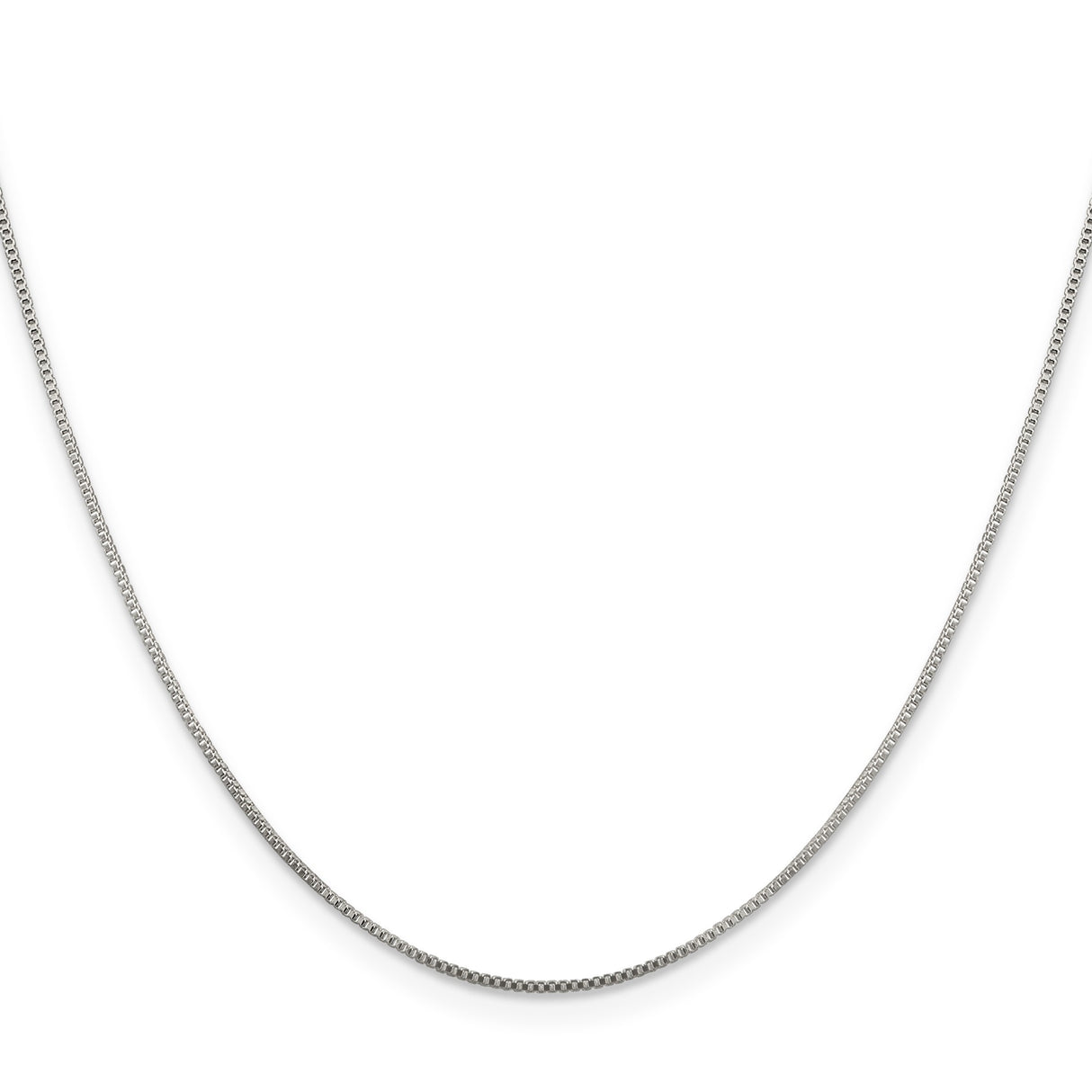 925 White Gold 0.8 mm Box Chain Necklace, Polished