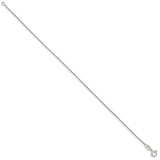 925 White Gold 0.8 mm Box Chain Anklet, Polished