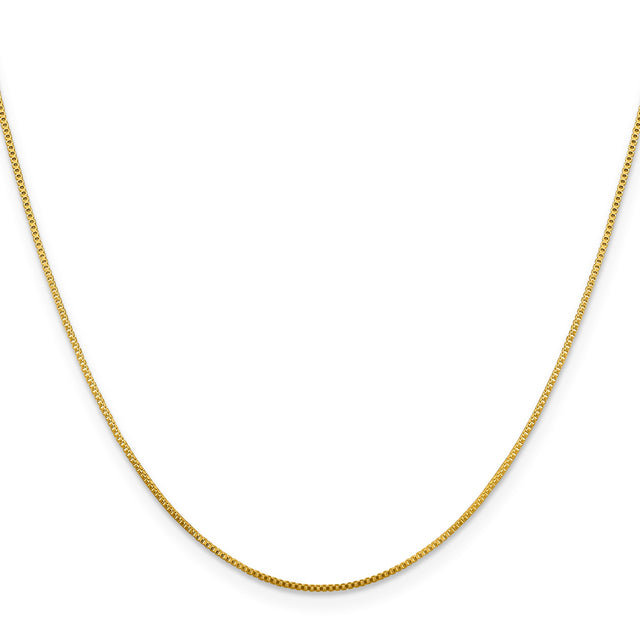 925 Yellow Gold 0.8 mm Box Chain Necklace, Solid