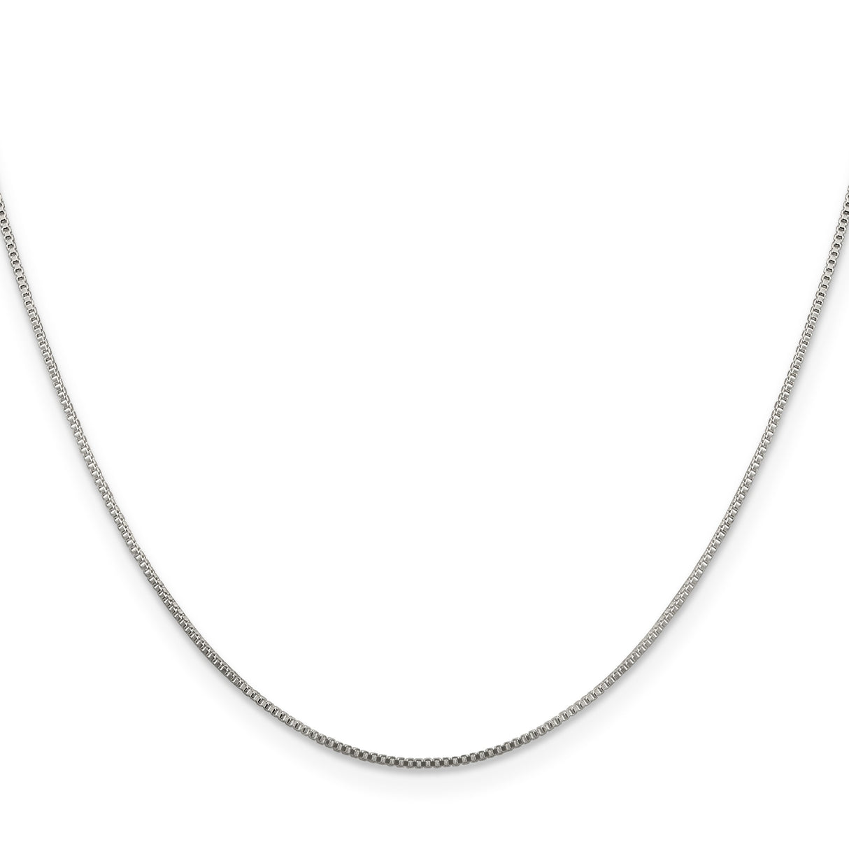 925 White Gold 0.8 mm Box Chain Necklace, Polished