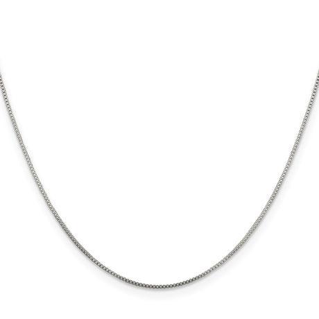 925 White Gold 0.8 mm Box Chain Necklace, Polished