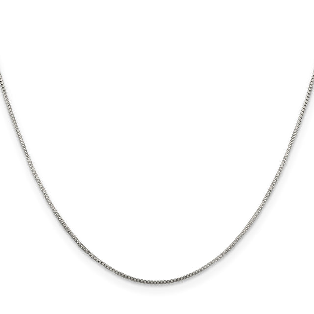 925 White Gold 0.8 mm Box Chain Necklace, Polished