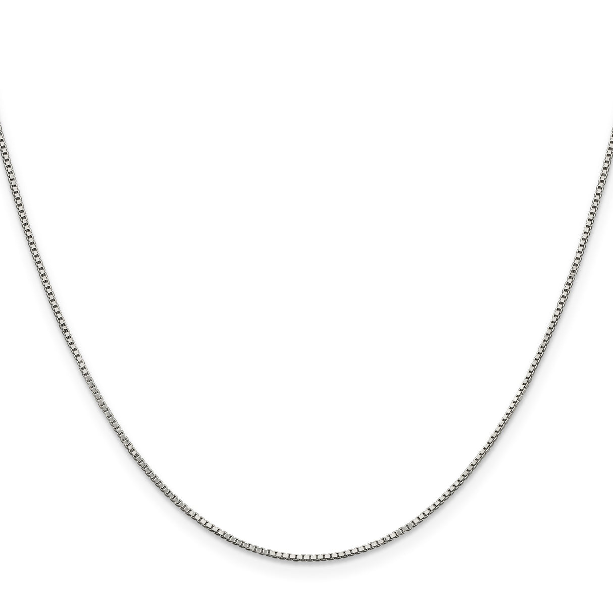 925 White Gold 0.9 mm Box Chain Necklace, Polished