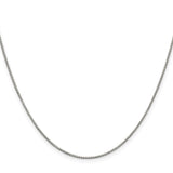 925 White Gold 0.9 mm Box Chain Necklace, Polished