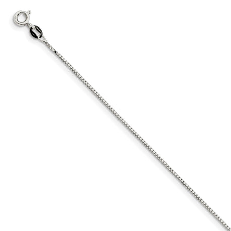 925 White Gold 0.9 mm Box Chain Bracelet, Polished