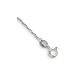 925 White Gold 0.9 mm Box Chain Bracelet, Polished shown for scale