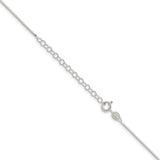 925 White Gold 0.9 mm Box Chain Necklace, Polished detail view
