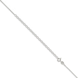 925 White Gold 0.9 mm Box Chain Necklace, Polished detail view