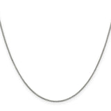 925 White Gold 0.9 mm Box Chain Necklace, Polished