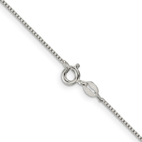 925 White Gold 0.9 mm Box Chain Necklace, Polished alternate angle