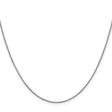 925 White Gold 0.9 mm Box Chain Necklace, Polished