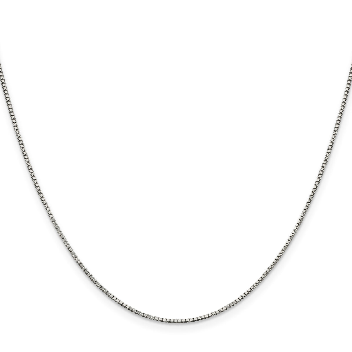 925 White Gold 0.9 mm Box Chain Necklace, Polished
