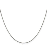 925 White Gold 0.9 mm Box Chain Necklace, Polished