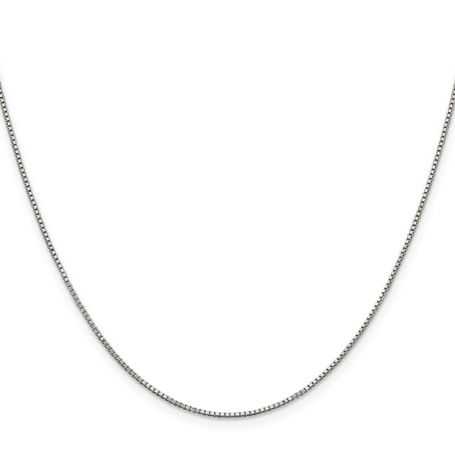925 White Gold 0.9 mm Box Chain Necklace, Polished