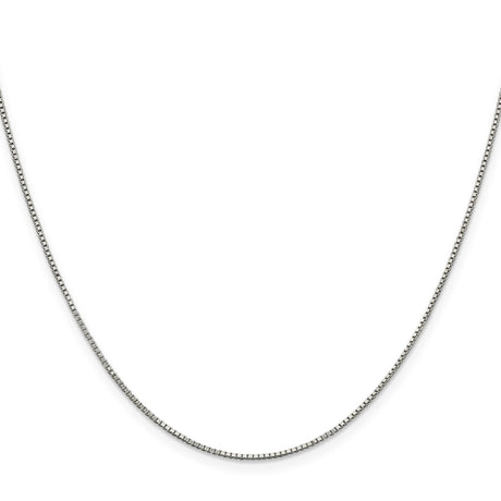 925 White Gold 0.9 mm Box Chain Necklace, Polished alternate angle