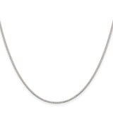925 White Gold 1.1 mm Box Chain Necklace, Polished