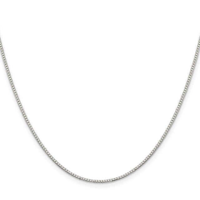 925 White Gold 1.1 mm Box Chain Necklace, Polished