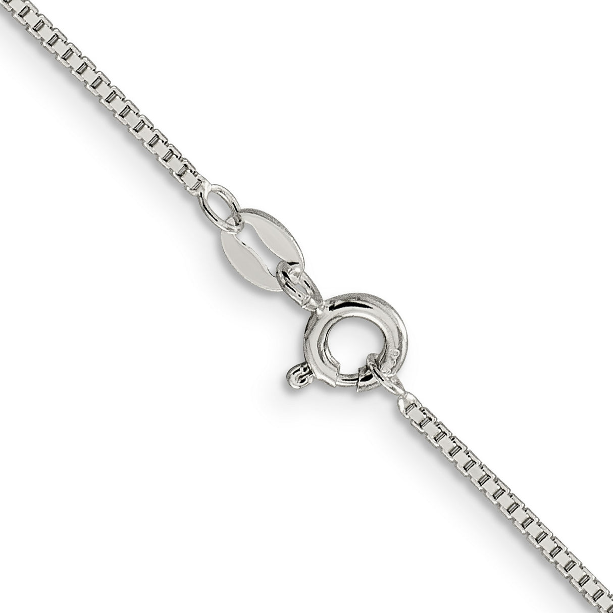 925 White Gold 1.1 mm Box Chain Necklace, Polished alternate angle