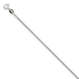 925 White Gold 1.1 mm Box Chain Anklet, Polished