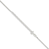 925 White Gold 1.1 mm Box Chain Necklace, Polished detail view