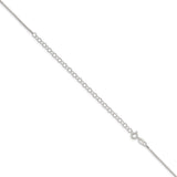 925 White Gold 1.1 mm Box Chain Necklace, Polished detail view
