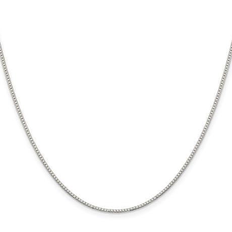 925 White Gold 1.1 mm Box Chain Necklace, Polished